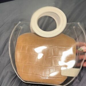 Staud Transparent Tan Croc-Embossed Women's Bag